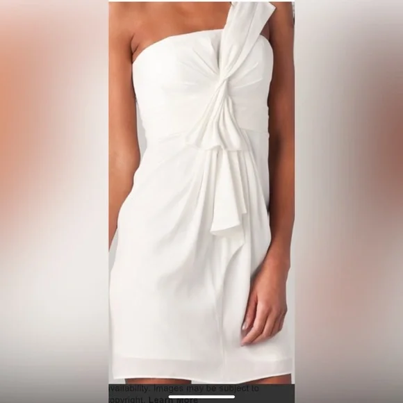 bcbg white dress one shoulder BCBGMAXAZRIA One Shoulder Mini Dress in Off White